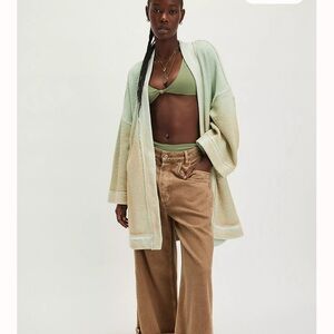 Free People Mint Green and Beige Cardigan, M, NWT
